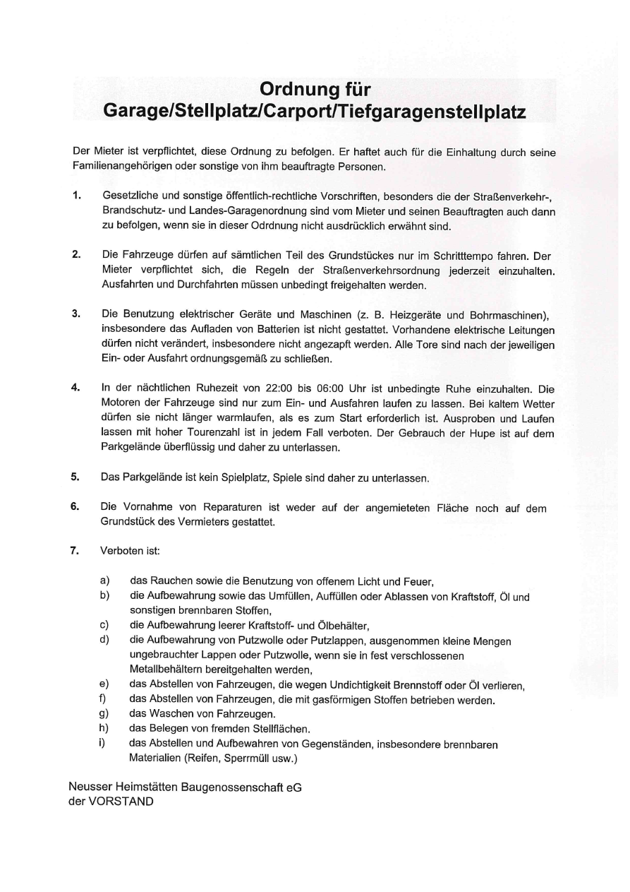 Garagenordnung