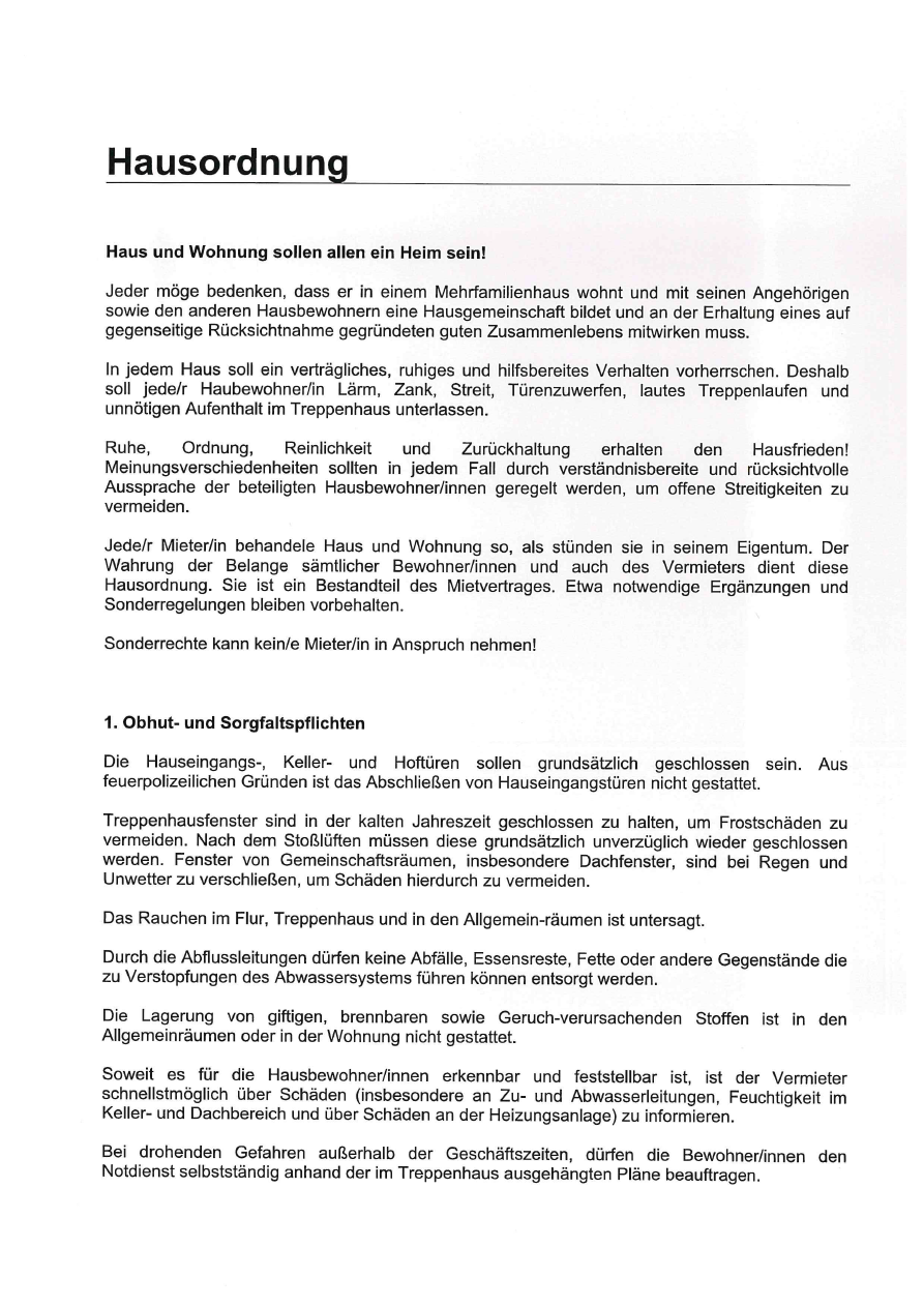 Hausordnung