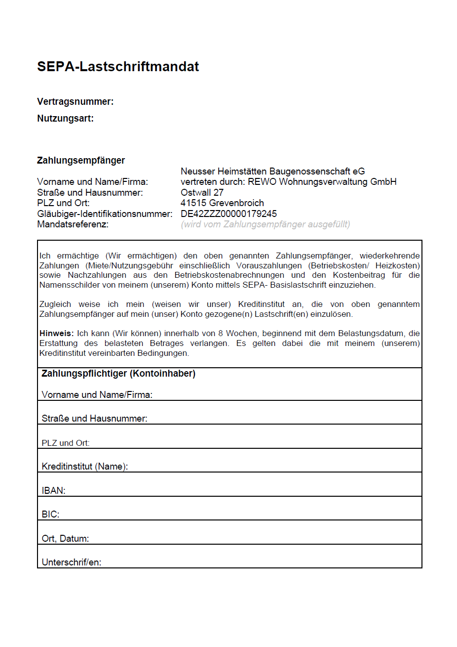 SEPA-Lastschriftmandat